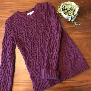 Dark berry cable knit sweater